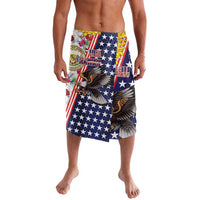 Hawaii and United States Together Lavalava Seal of Hawaii and Bald Eagle - Polynesian Pride
