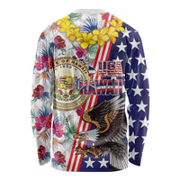 Hawaii and United States Together Long Sleeve Shirt Seal of Hawaii and Bald Eagle LT03 - Polynesian Pride