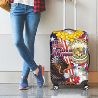 Hawaii and United States Together Luggage Cover Seal of Hawaii and Bald Eagle - Polynesian Pride