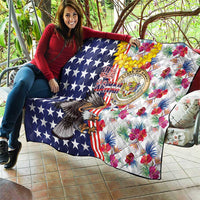 Hawaii and United States Together Quilt Seal of Hawaii and Bald Eagle - Polynesian Pride