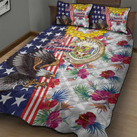 Hawaii and United States Together Quilt Bed Set Seal of Hawaii and Bald Eagle - Polynesian Pride