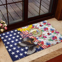 Hawaii and United States Together Rubber Doormat Seal of Hawaii and Bald Eagle - Polynesian Pride
