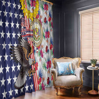 Hawaii and United States Together Window Curtain Seal of Hawaii and Bald Eagle - Polynesian Pride