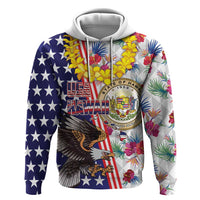 Hawaii and United States Together Zip Hoodie Seal of Hawaii and Bald Eagle LT03 Pullover Hoodie White - Polynesian Pride