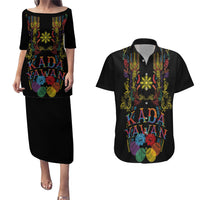 Philippines Kadayawan Festival Couples Matching Puletasi and Hawaiian Shirt Polynesian Tribal Art Barong Style LT03 Black - Polynesian Pride
