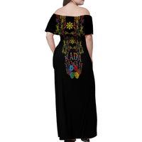 Philippines Kadayawan Festival Family Matching Off Shoulder Maxi Dress and Hawaiian Shirt Polynesian Tribal Art Barong Style LT03 - Polynesian Pride