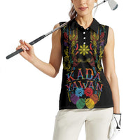 Philippines Kadayawan Festival Women Sleeveless Polo Shirt Polynesian Tribal Art Barong Style LT03 - Polynesian Pride