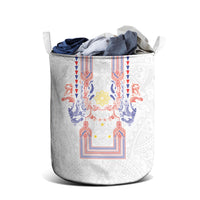 Philippines Barong Style Laundry Basket Polynesian Kakau Art Tattoos with Tribal Filipino Sun