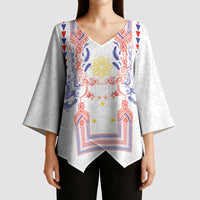Philippines Barong Style Kimono Sleeve Blouse Polynesian Kakau Art Tattoos with Tribal Filipino Sun LT03 - Polynesian Pride