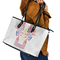 Philippines Barong Style Leather Tote Bag Polynesian Kakau Art Tattoos with Tribal Filipino Sun