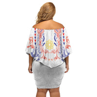 Philippines Barong Style Off Shoulder Short Dress Polynesian Kakau Art Tattoos with Tribal Filipino Sun LT03 - Polynesian Pride