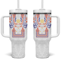 Philippines Barong Style Tumbler With Handle Polynesian Kakau Art Tattoos with Tribal Filipino Sun
