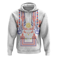 Philippines Barong Style Zip Hoodie Polynesian Kakau Art Tattoos with Tribal Filipino Sun LT03 Pullover Hoodie White - Polynesian Pride