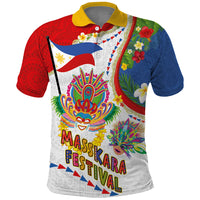 Philippines MassKara Festival Polo Shirt Smile Masks with Hawaiian Art Pattern and Tropical Plants