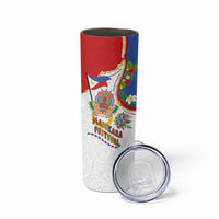 Philippines MassKara Festival Skinny Tumbler Smile Masks with Hawaiian Art Pattern and Tropical Plants LT03 - Polynesian Pride