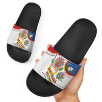 Philippines MassKara Festival Slide Sandals Smile Masks with Hawaiian Art Pattern and Tropical Plants