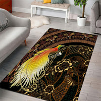 Papua New Guinea and Indonesia Batik Area Rug Bird of Paradise with Tribal Batik Patterns