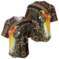 Papua New Guinea and Indonesia Batik Baseball Jersey Bird of Paradise with Tribal Batik Patterns