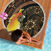 Papua New Guinea and Indonesia Batik Beach Blanket Bird of Paradise with Tribal Batik Patterns