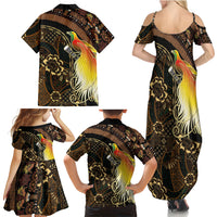 Papua New Guinea and Indonesia Batik Family Matching Summer Maxi Dress and Hawaiian Shirt Bird of Paradise with Tribal Batik Patterns LT03 - Polynesian Pride