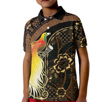 Papua New Guinea and Indonesia Batik Kid Polo Shirt Bird of Paradise with Tribal Batik Patterns LT03 Kid Multicolor - Polynesian Pride