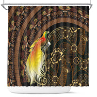 Papua New Guinea and Indonesia Batik Shower Curtain Bird of Paradise with Tribal Batik Patterns