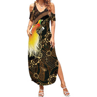 Papua New Guinea and Indonesia Batik Summer Maxi Dress Bird of Paradise with Tribal Batik Patterns