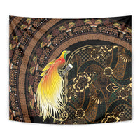 Papua New Guinea and Indonesia Batik Tapestry Bird of Paradise with Tribal Batik Patterns