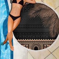Fiji Palm Leaves Beach Blanket Masi and Tapa Tribal Pattern Beige Color LT03 - Polynesian Pride