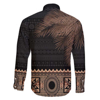 Fiji Palm Leaves Family Matching Short Sleeve Bodycon Dress and Hawaiian Shirt Masi and Tapa Tribal Pattern Beige Color