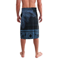 Fiji Palm Leaves Lavalava Masi and Tapa Tribal Pattern Blue Color