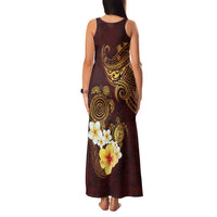 Polynesian Turtle Family Matching Tank Maxi Dress and Hawaiian Shirt Plumeria Hibiscus Pattern Oxblood LT03 - Polynesian Pride