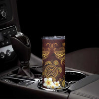 Polynesian Turtle Skinny Tumbler Plumeria Hibiscus Pattern Oxblood