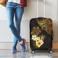Polynesian Turtle Luggage Cover Plumeria Hibiscus Pattern Black Color LT03 - Polynesian Pride