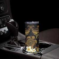 Polynesian Turtle Skinny Tumbler Plumeria Hibiscus Pattern Black Color LT03 - Polynesian Pride