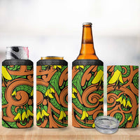 New Zealand Kowhai Flowers 4 in 1 Can Cooler Tumbler Maori Koru Pattern LT03 - Polynesian Pride
