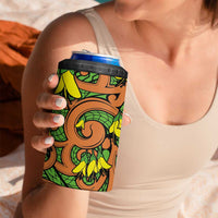 New Zealand Kowhai Flowers 4 in 1 Can Cooler Tumbler Maori Koru Pattern LT03 - Polynesian Pride