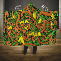 New Zealand Kowhai Flowers Hooded Blanket Maori Koru Pattern