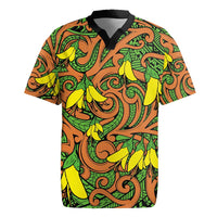 New Zealand Kowhai Flowers Rugby Jersey Maori Koru Pattern