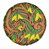 New Zealand Kowhai Flowers Spare Tire Cover Maori Koru Pattern