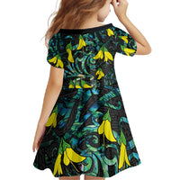 New Zealand Kowhai Flowers Family Matching Tank Maxi Dress and Hawaiian Shirt Maori Koru Pattern With Paua Shell Style LT03 - Polynesian Pride