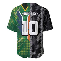 Custom Aotearoa South Africa Rugby Freedom Cup Baseball Jersey Maori Silver Fern Art and Sporty Flag SA - Polynesian Pride