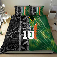 Custom Aotearoa South Africa Rugby Freedom Cup Bedding Set Maori Silver Fern Art and Sporty Flag SA LT03 - Polynesian Pride