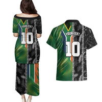 Custom Aotearoa South Africa Rugby Freedom Cup Couples Matching Puletasi and Hawaiian Shirt Maori Silver Fern Art and Sporty Flag SA - Polynesian Pride