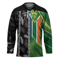 Custom Aotearoa South Africa Rugby Freedom Cup Hockey Jersey Maori Silver Fern Art and Sporty Flag SA - Polynesian Pride