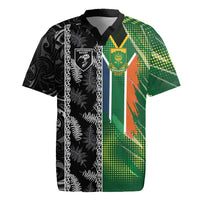 Custom Aotearoa South Africa Rugby Freedom Cup Rugby Jersey Maori Silver Fern Art and Sporty Flag SA - Polynesian Pride