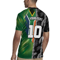 Custom Aotearoa South Africa Rugby Freedom Cup Rugby Jersey Maori Silver Fern Art and Sporty Flag SA - Polynesian Pride