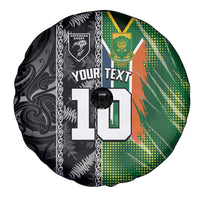 Custom Aotearoa South Africa Rugby Freedom Cup Spare Tire Cover Maori Silver Fern Art and Sporty Flag SA - Polynesian Pride