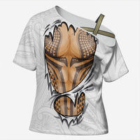 Hawaiian Kakau Cross Shoulder Shirt Aquaman Tattoo Reveal Effect