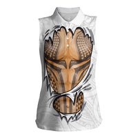 Hawaiian Kakau Women Sleeveless Polo Shirt Aquaman Tattoo Reveal Effect